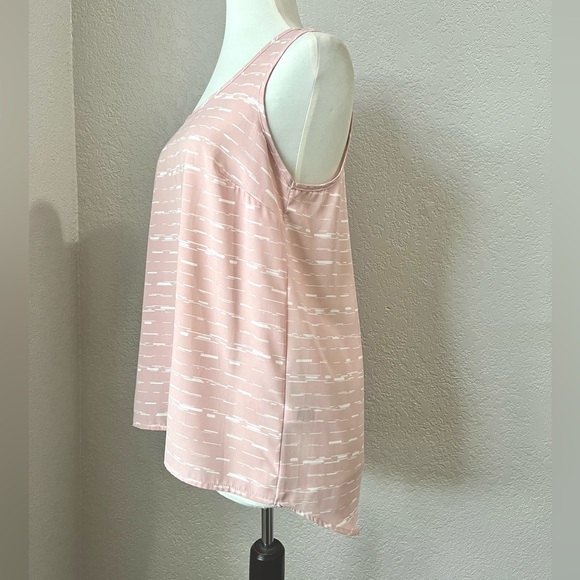 Halogen Blush Pink White Sleeveless High Low Tank Tops Blouse Casual Spring - Picture 6 of 7